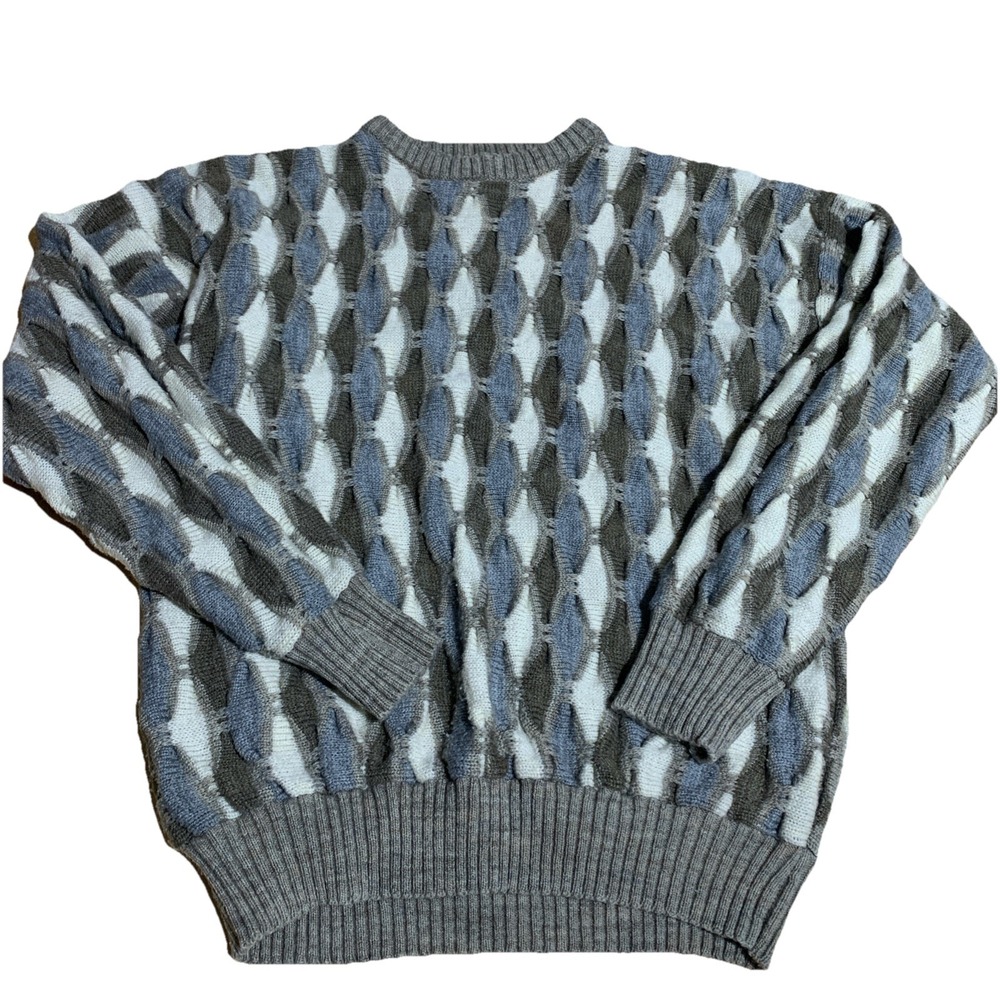 Vtg‎ Le Tigre Knit Sweater Mens 90s Cosby Coogi Style Cable Knit Textured Medium